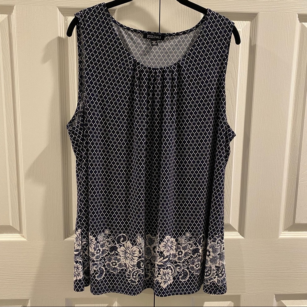 Roz & Ali 2X Sleeveless Tunic Blouse
